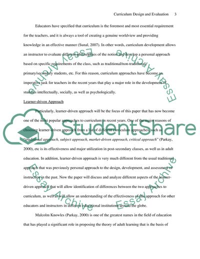Curriculum Design and Evaluation
