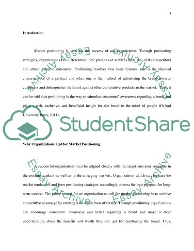 Market Positioning as a Success of an Organization