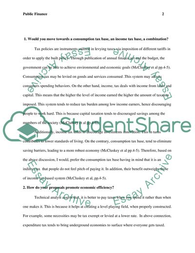 Public Finance: Tax Reform