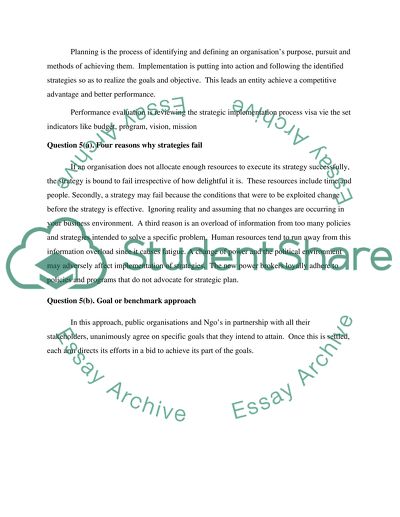 Short Answer (strategic planning)