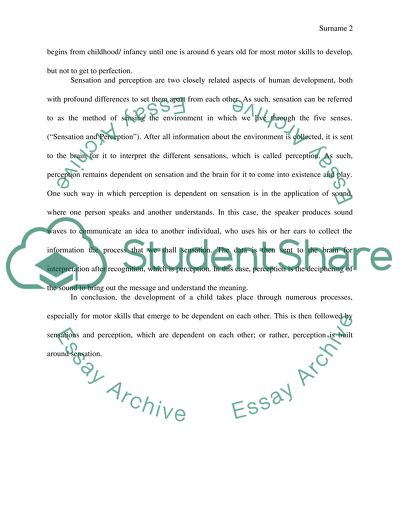 Child Psychology: Motor, Sensory, and Perceptual Development