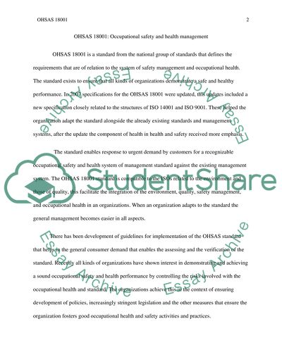 OSHAS 18001 Occupational Safety and Health Assessment Series