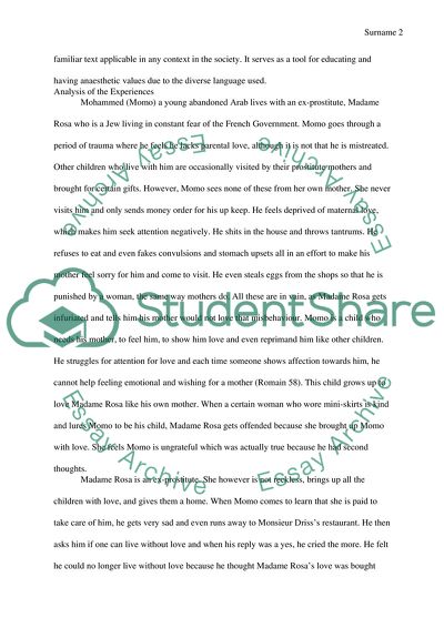 Fiction essay to book Life Before Us