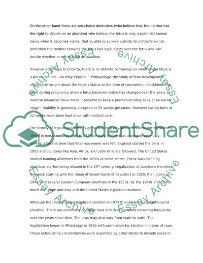 The Termination of a Pregnancy Before Birth