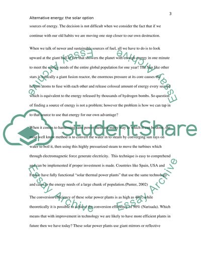 Alternative Energy - the Solar Option