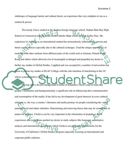 University of California Personal Statement