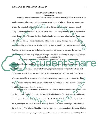 Social Work Plan for Zania Case