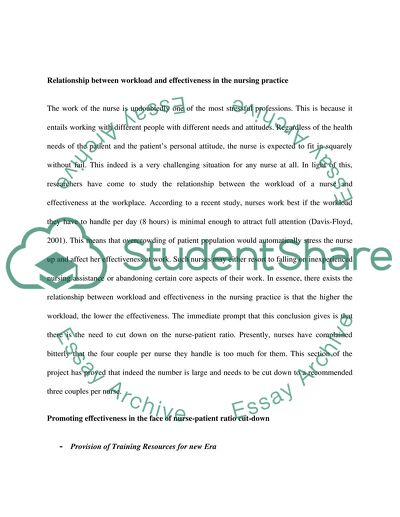 Relationship between Workload and Effectiveness in the Nursing Practice
