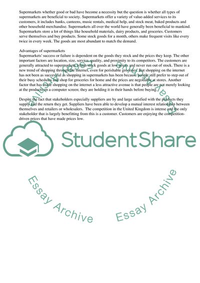 Are Supermarkets a Benefit to the Society, or Do They Pose a Social Cost