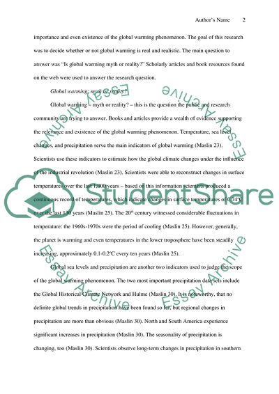 Global Warming Myth or Reality