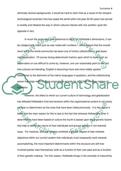 Hofstede Dimensions of Relevance