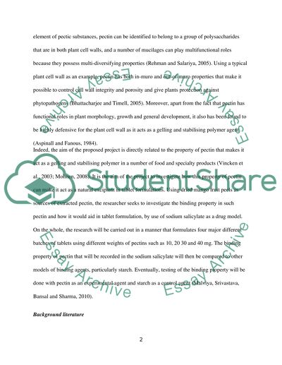 Pectin As a Natural Excipient in Tablet Formulations