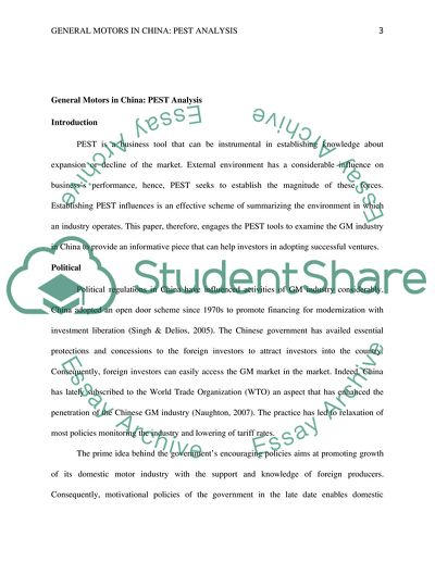 PEST Analysis of General Motors in China