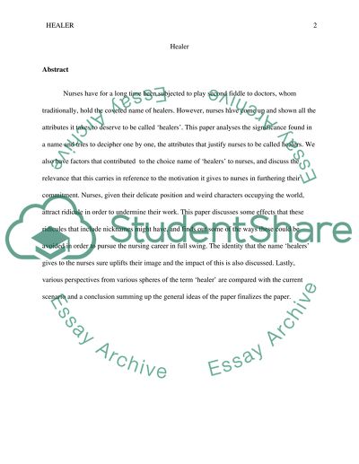 Choice and Relevance of the Name Healer to Refer Nurses