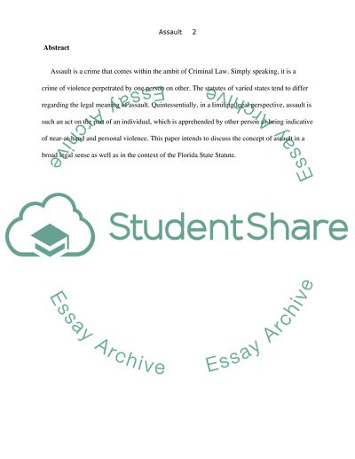 Assault: Theory and Florida State Statute