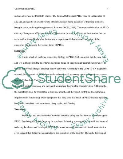 Why psychology matters to me. using post tramatic distress disorder as a example