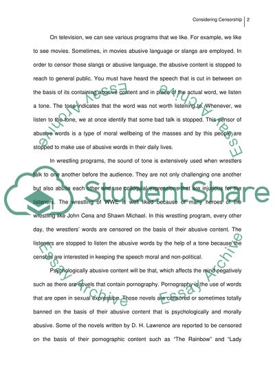 Considiring Censorship