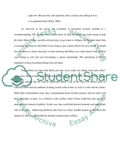 Interpersonal Conflict in the Film Hitch