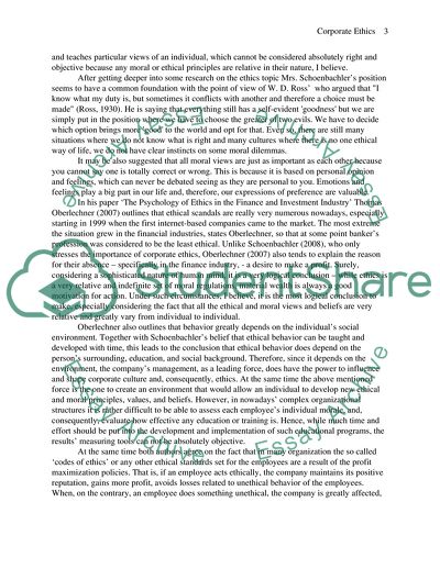 Corporate Ethics in Organisations