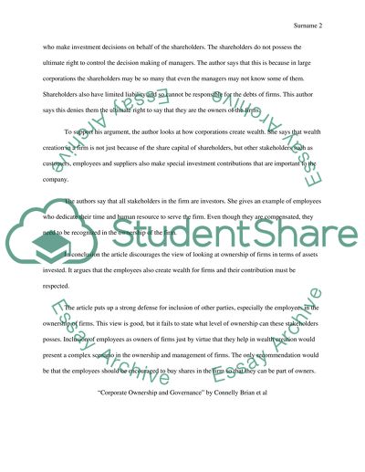 Corporate Ownership, Goals, and Governance