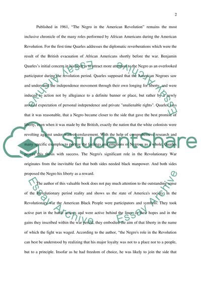 The Negro in the American Revolution