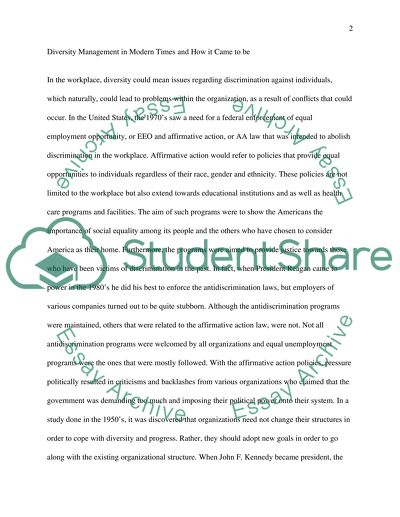 Managing Diversity in the Organization