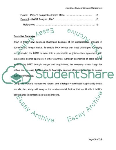 Imax case study for Strategic Management course