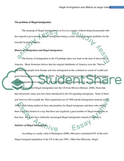 Illegal Immigration - Effects on large cities