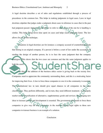 Business Ethics; Constitutional Law; Antitrust and Monopoly