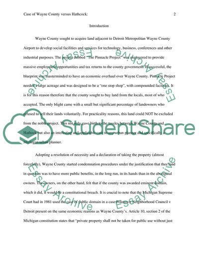 Analyze Supreme case of County Wayne vs Hathcock