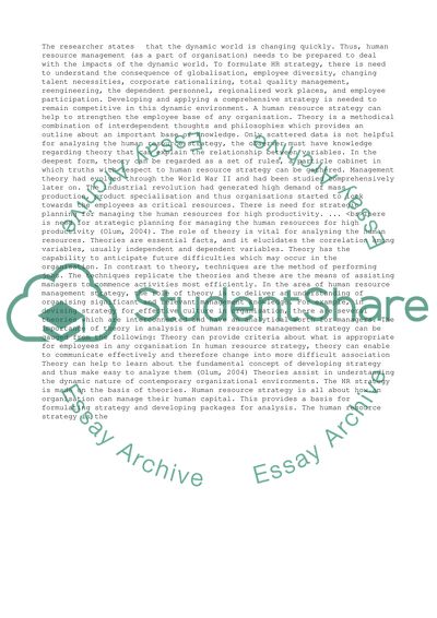 Role of Theory in Human Resource Management Strategy Analysis