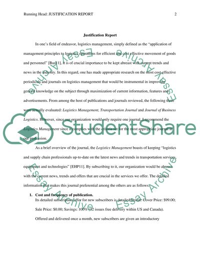 Justification Report