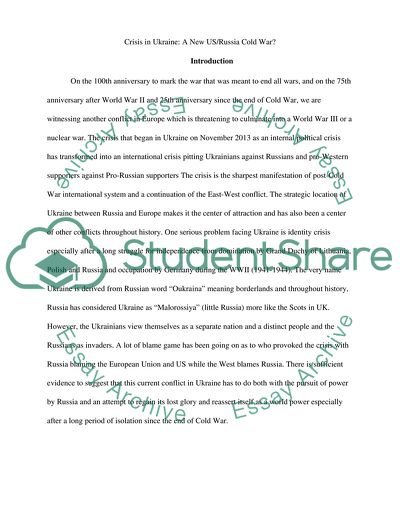 Crisis in Ukraine: A New US/Russia Cold War