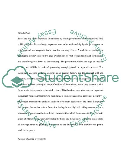 Effect of Taxation on the Investment Decision in Firms