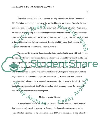 Mental Disorder and Mental Capacity