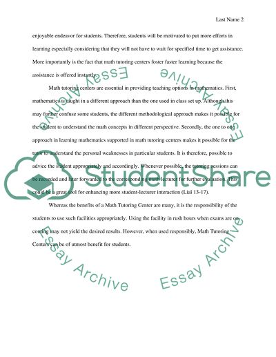 Math Tutoring center