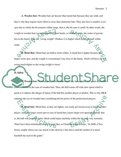 Wooden and Metal Bats: a Comparison