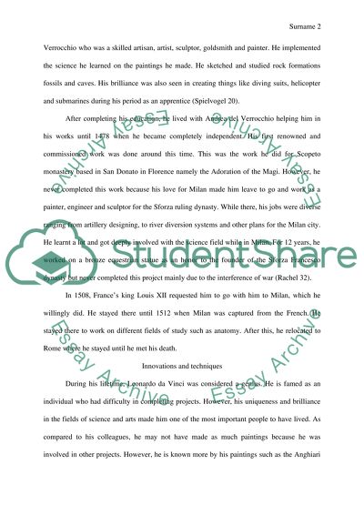 The work and biography of Leonardo Davinci