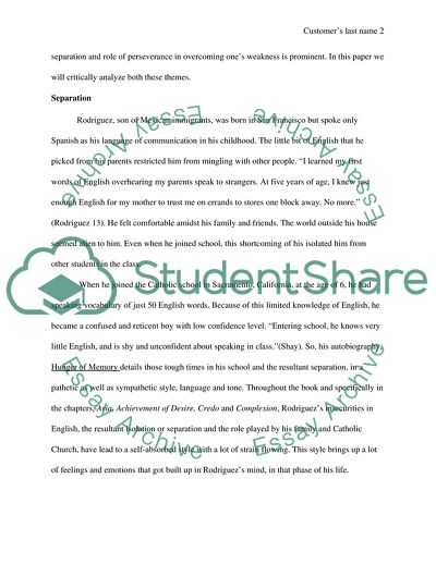 Critical Analysis: Hunger of Memory by Richard Rodriguez