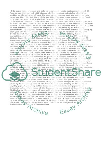 Tax & Ethics Issues in the UK