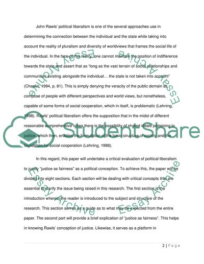 Rawls Justice as Fairness: a Political Conception