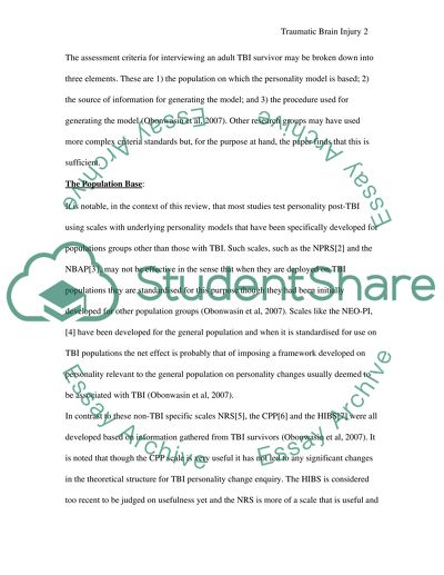 Do Personality Changes Occur in Adults Following Traumatic Brain Injury