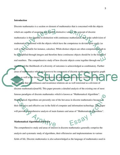 Discrete Mathematics and Mathematical Algorithms