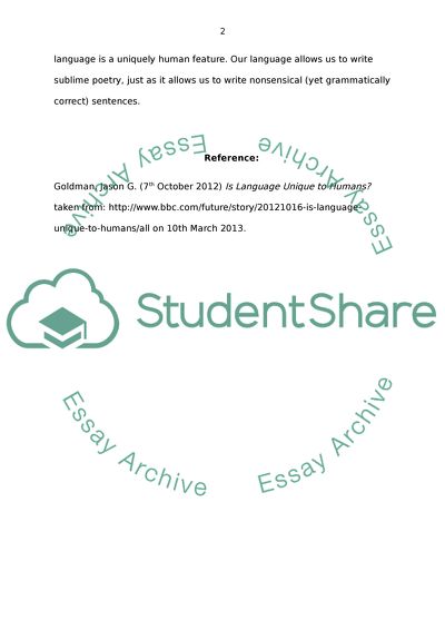 Summarize the content of the BBC article titled Is language unique to humans