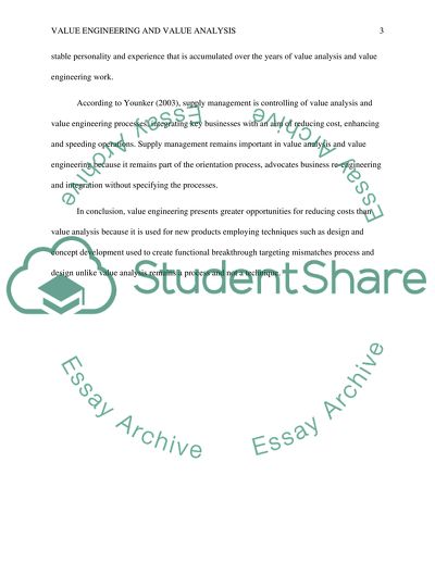 Engineering/Value Analysis