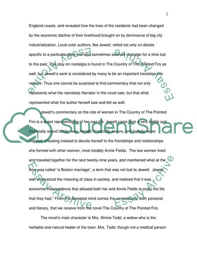 Regionalism in Country of the Pointed Firs by Theodora Sarah Orne Jewett