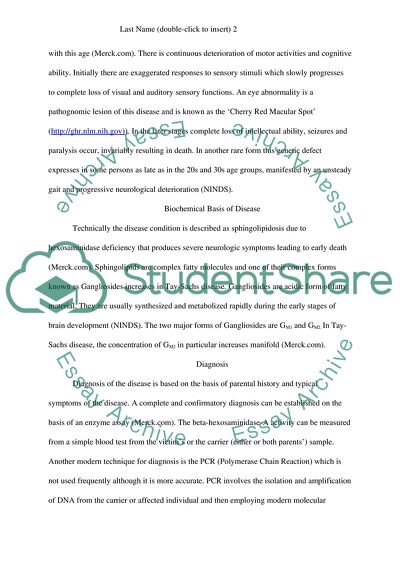 Tay - Sachs Disease: Clinical Summary