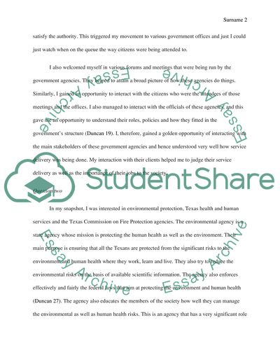 A Snapshot of TEXAS Government in My Life