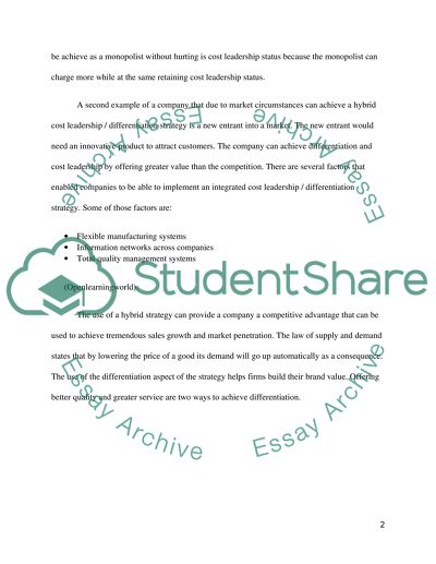 Cost Leadership Differentiation Strategy