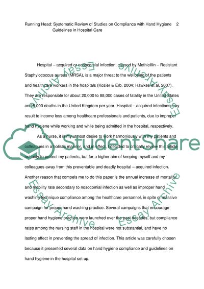 Systematic Review of Studies on Compliance with Hand Hygiene Guidelines in Hospital Care